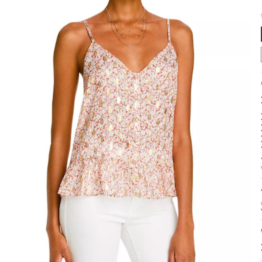 🔥SALE LINI Cordelia Button Down Ruffle Tank Top Large Ivory Bloomingdale's A56